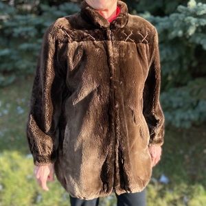 Dark Brown Sheared Beaver Fur Jacket Coat